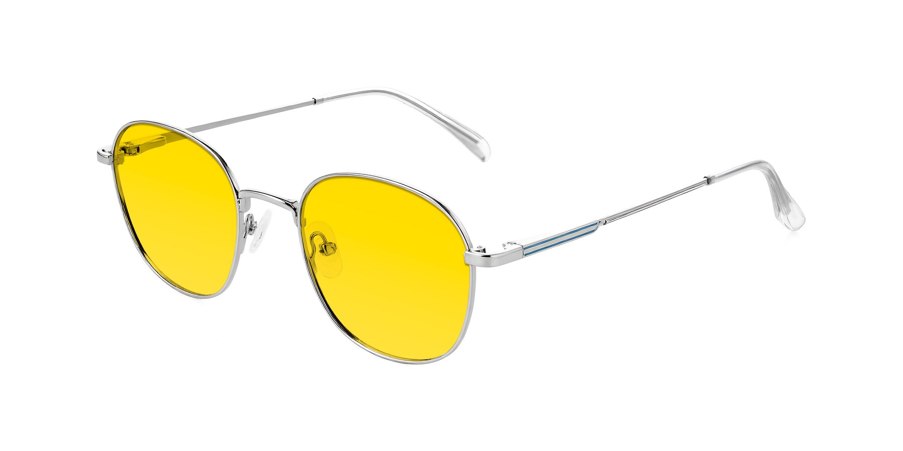 Angle of Inver in Silver with Yellow Tinted Lenses