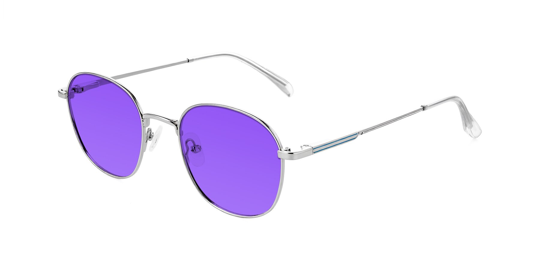 Angle of Inver in Silver with Purple Tinted Lenses