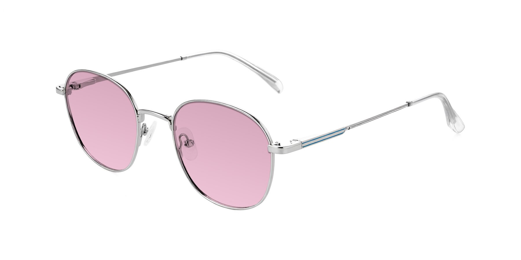 Angle of Inver in Silver with Light Wine Tinted Lenses