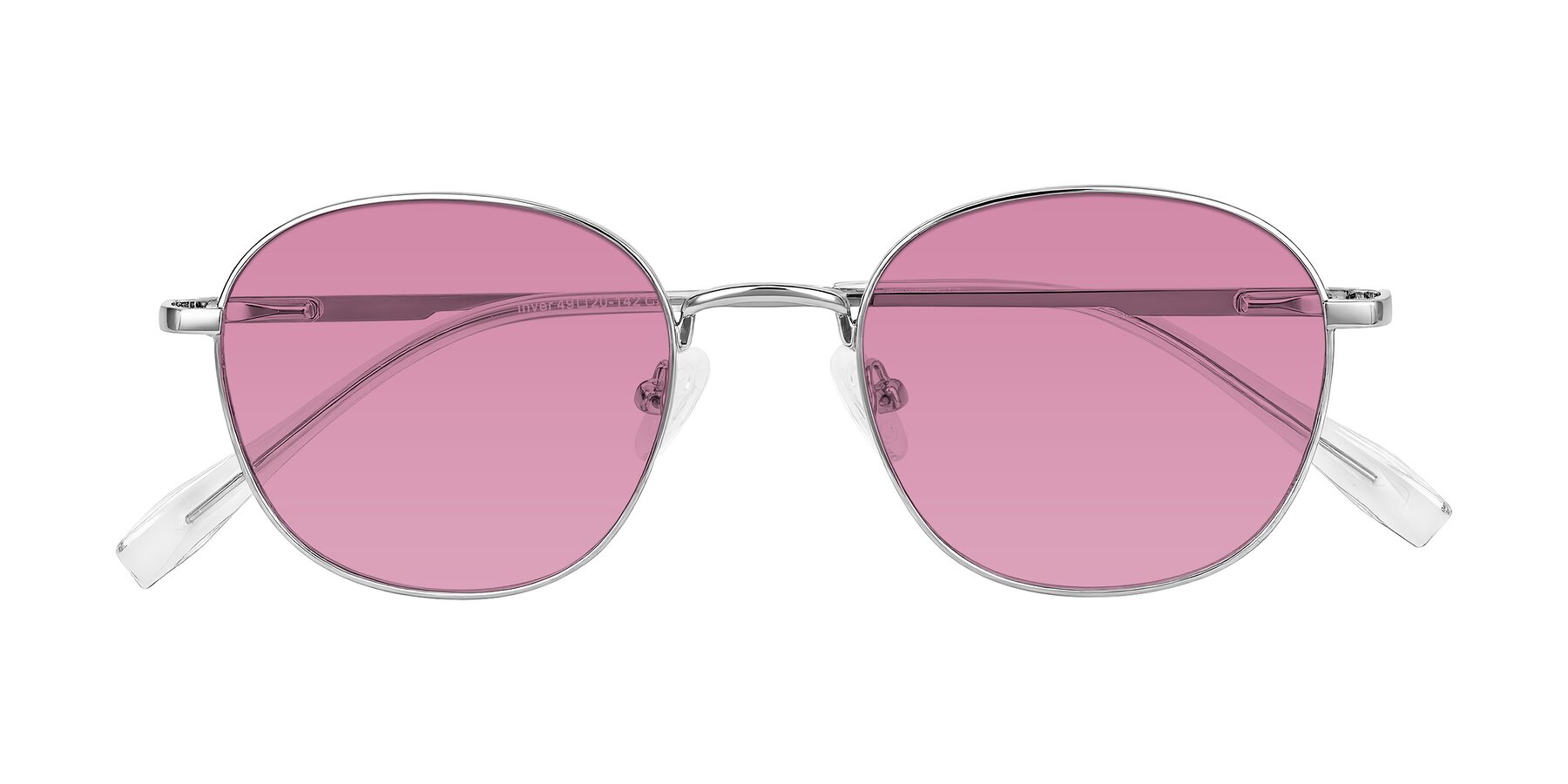 Folded Front of Inver in Silver with Medium Wine Tinted Lenses