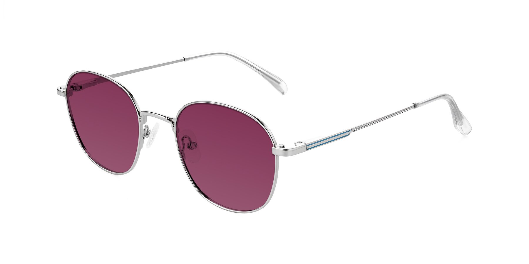 Angle of Inver in Silver with Wine Tinted Lenses