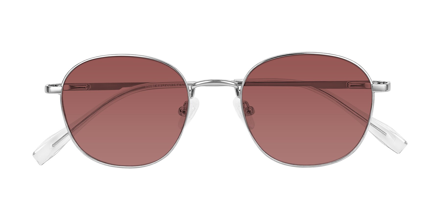 Folded Front of Inver in Silver with Garnet Tinted Lenses