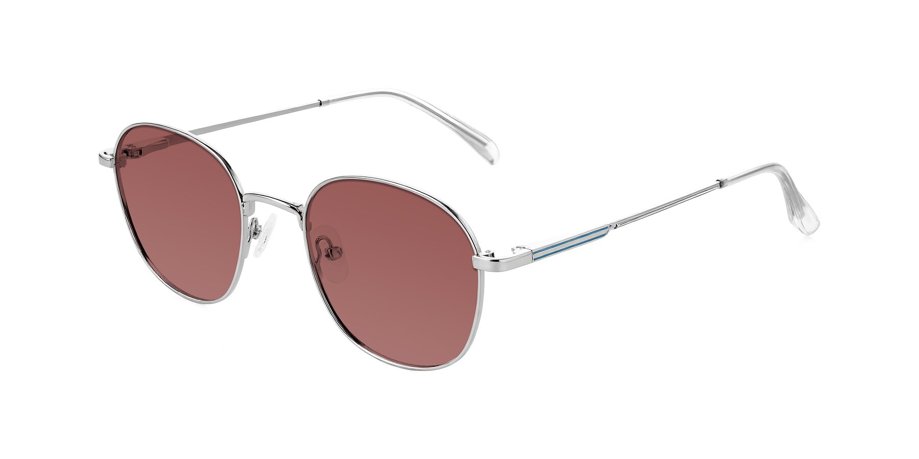 Angle of Inver in Silver with Garnet Tinted Lenses
