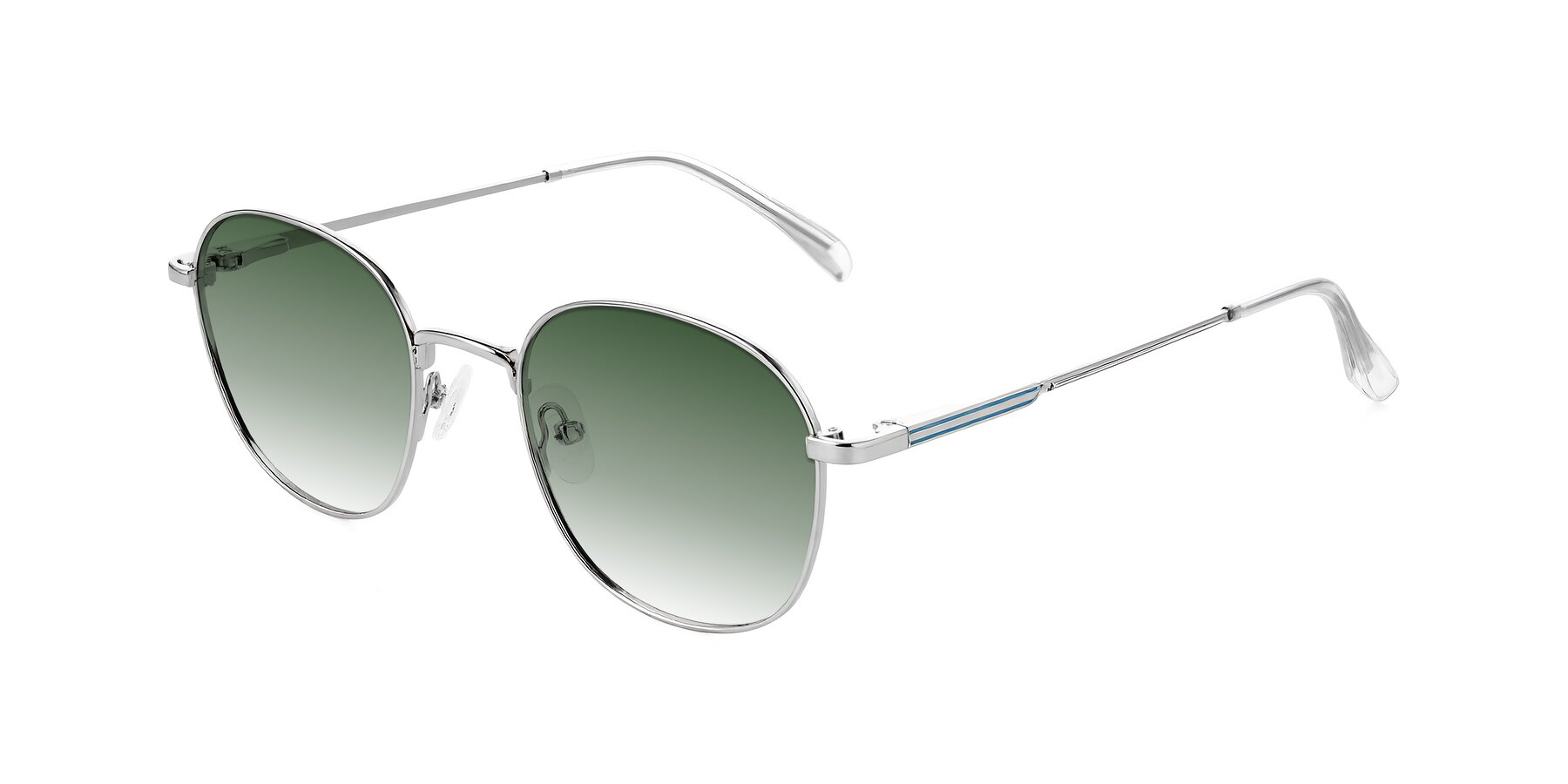 Angle of Inver in Silver with Green Gradient Lenses