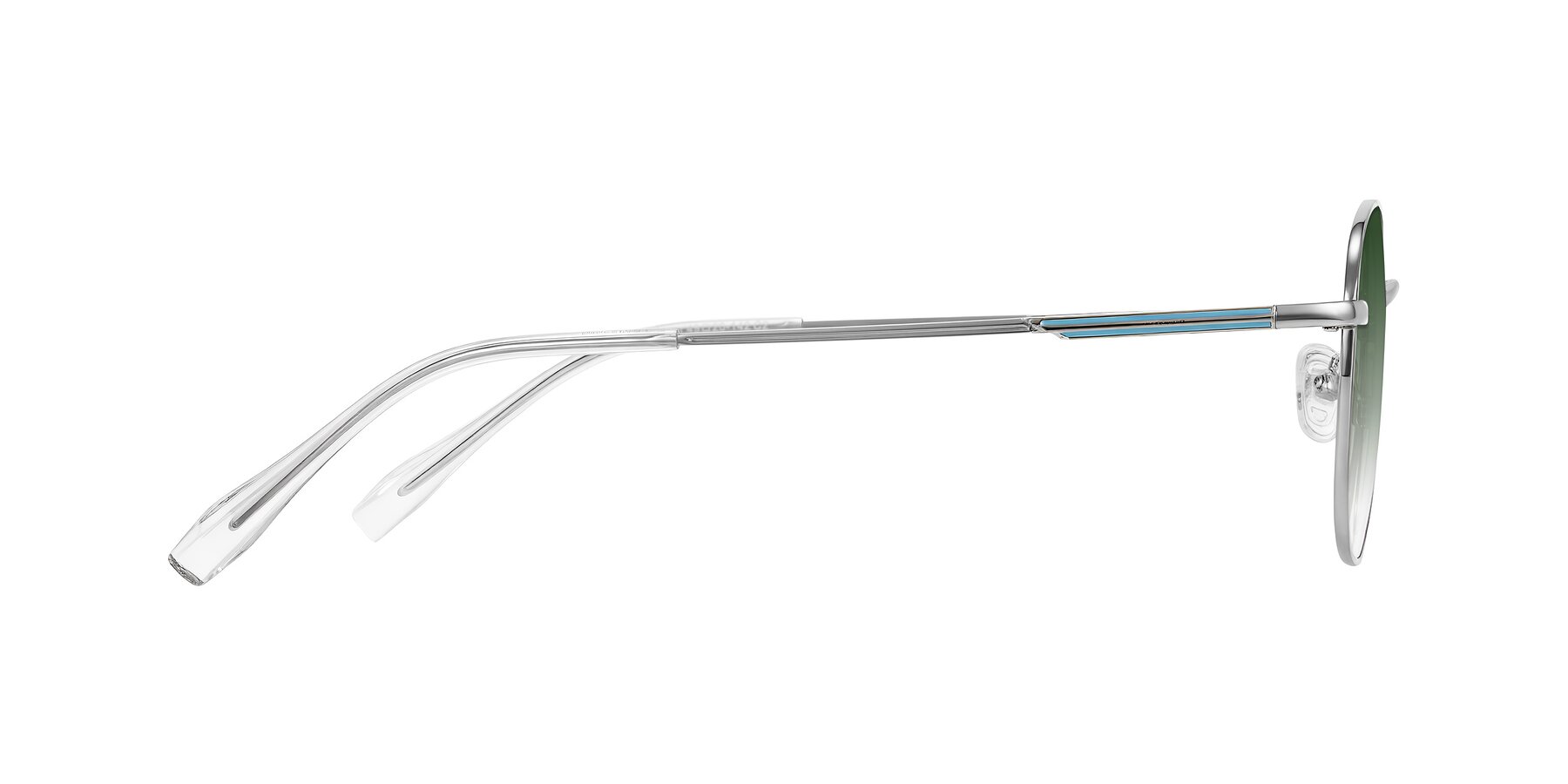 Side of Inver in Silver with Green Gradient Lenses