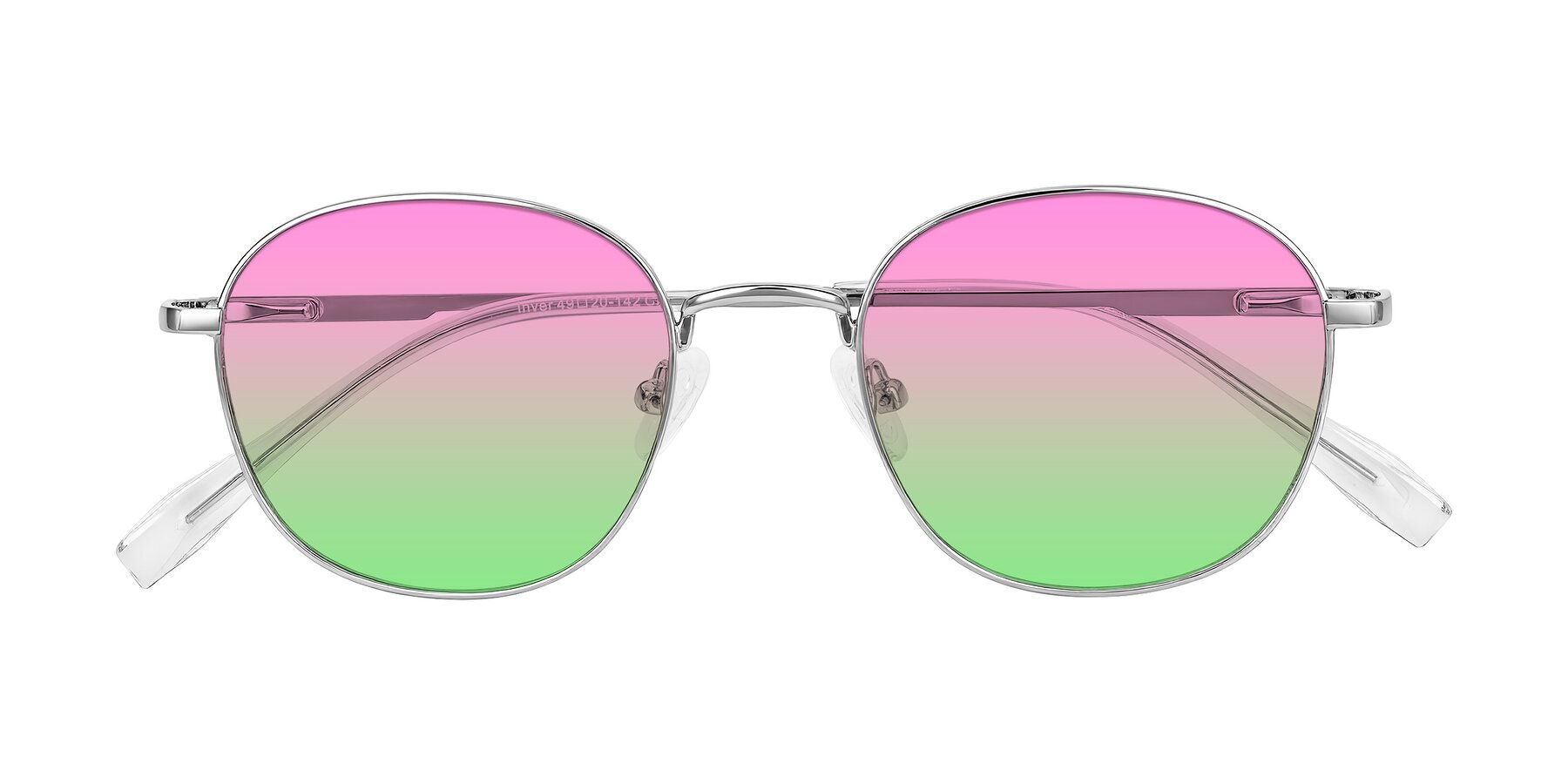 Folded Front of Inver in Silver with Pink / Green Gradient Lenses