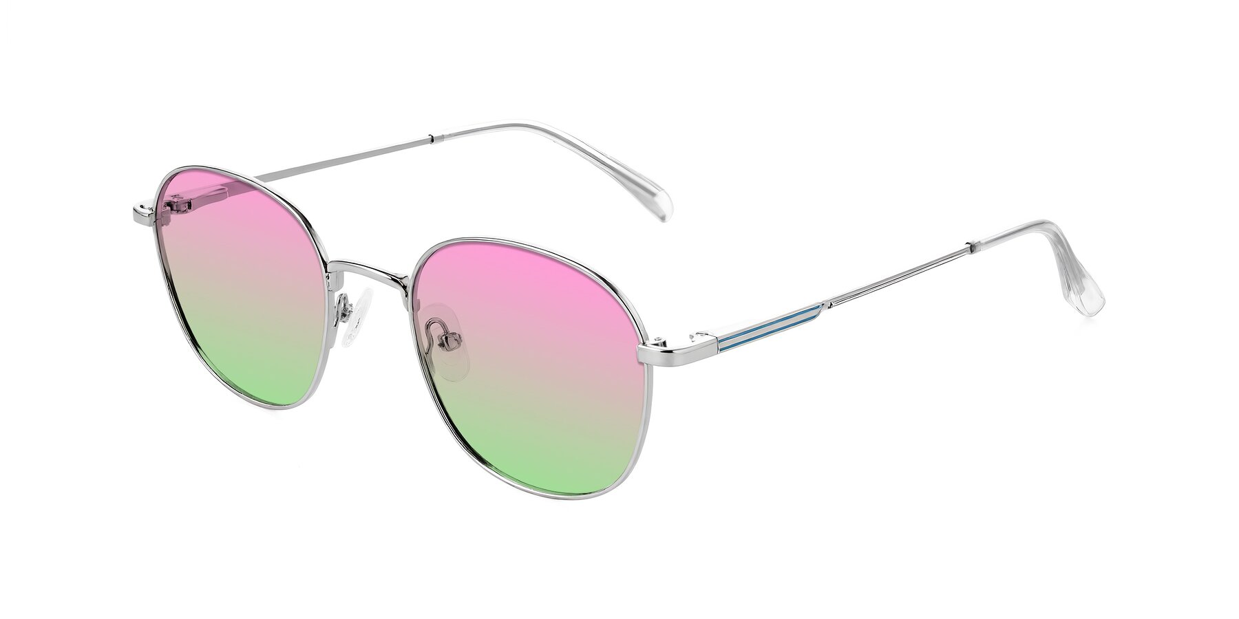 Angle of Inver in Silver with Pink / Green Gradient Lenses