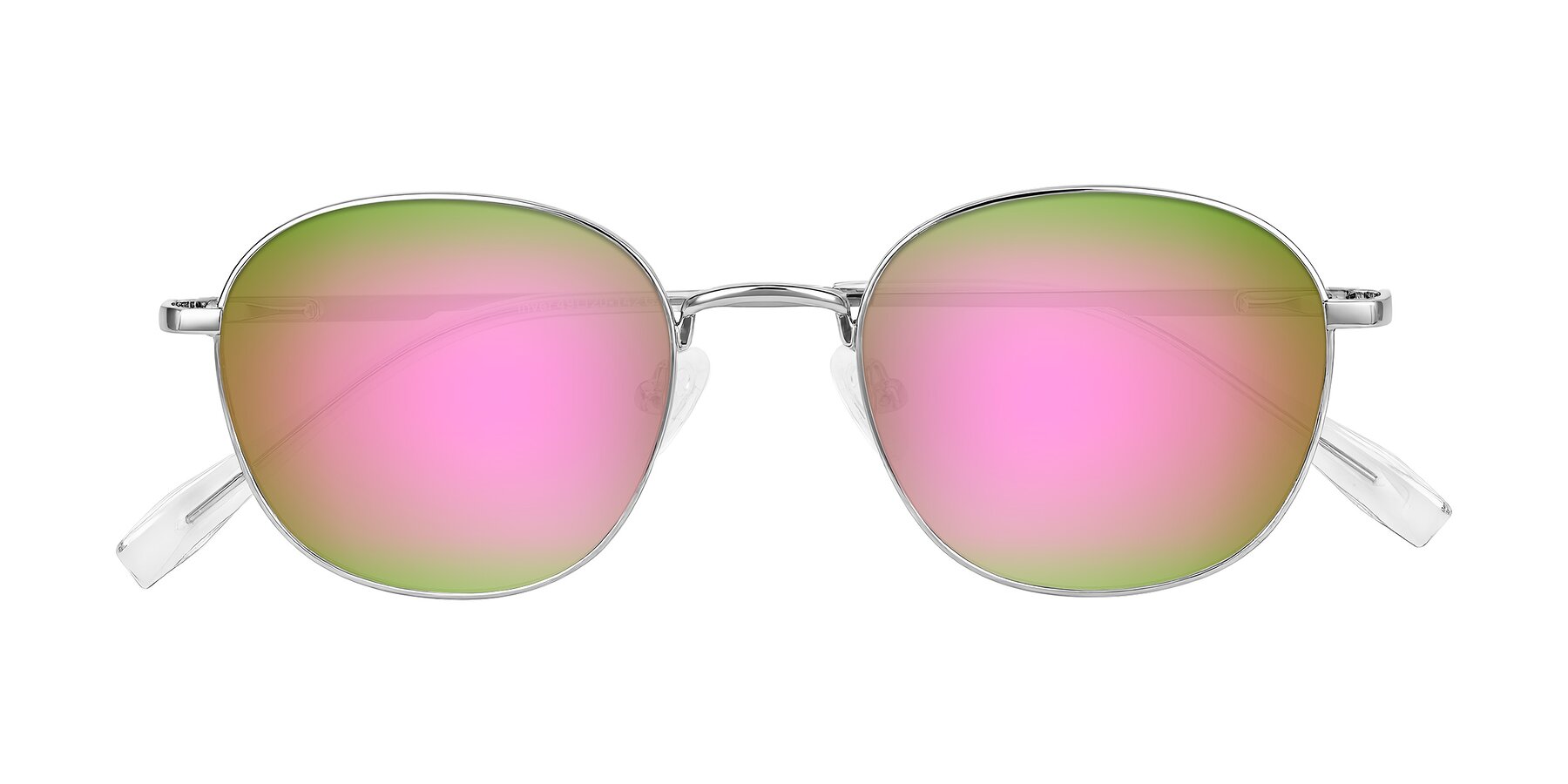 Folded Front of Inver in Silver with Pink Mirrored Lenses