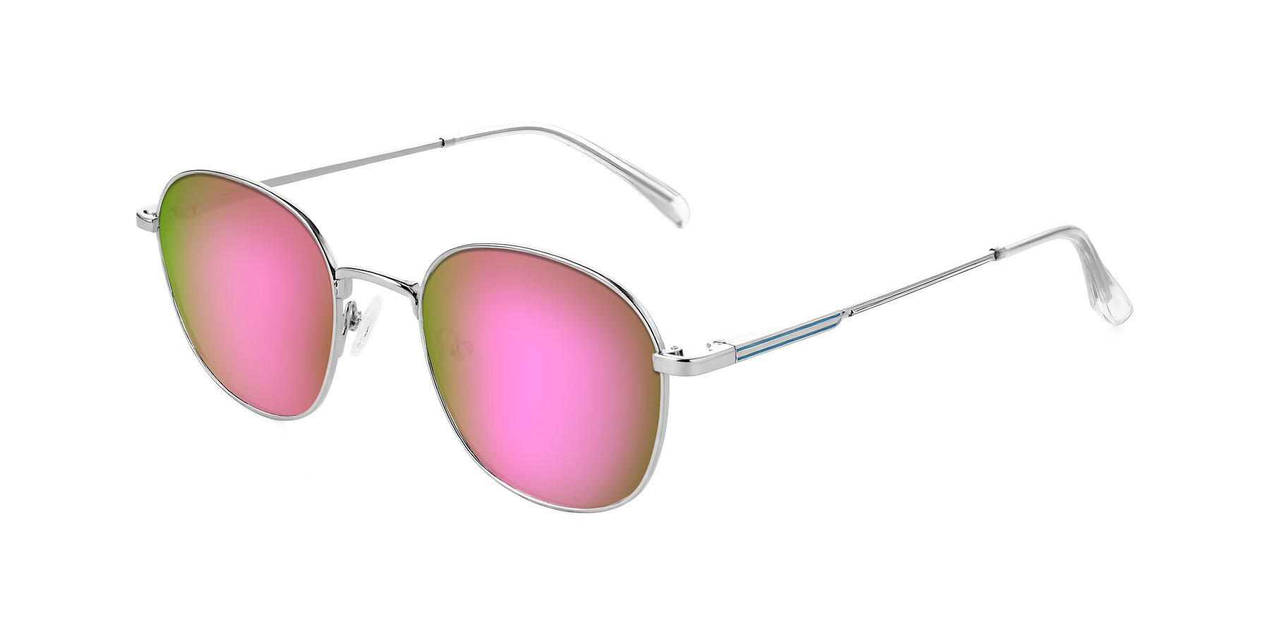 Angle of Inver in Silver with Pink Mirrored Lenses