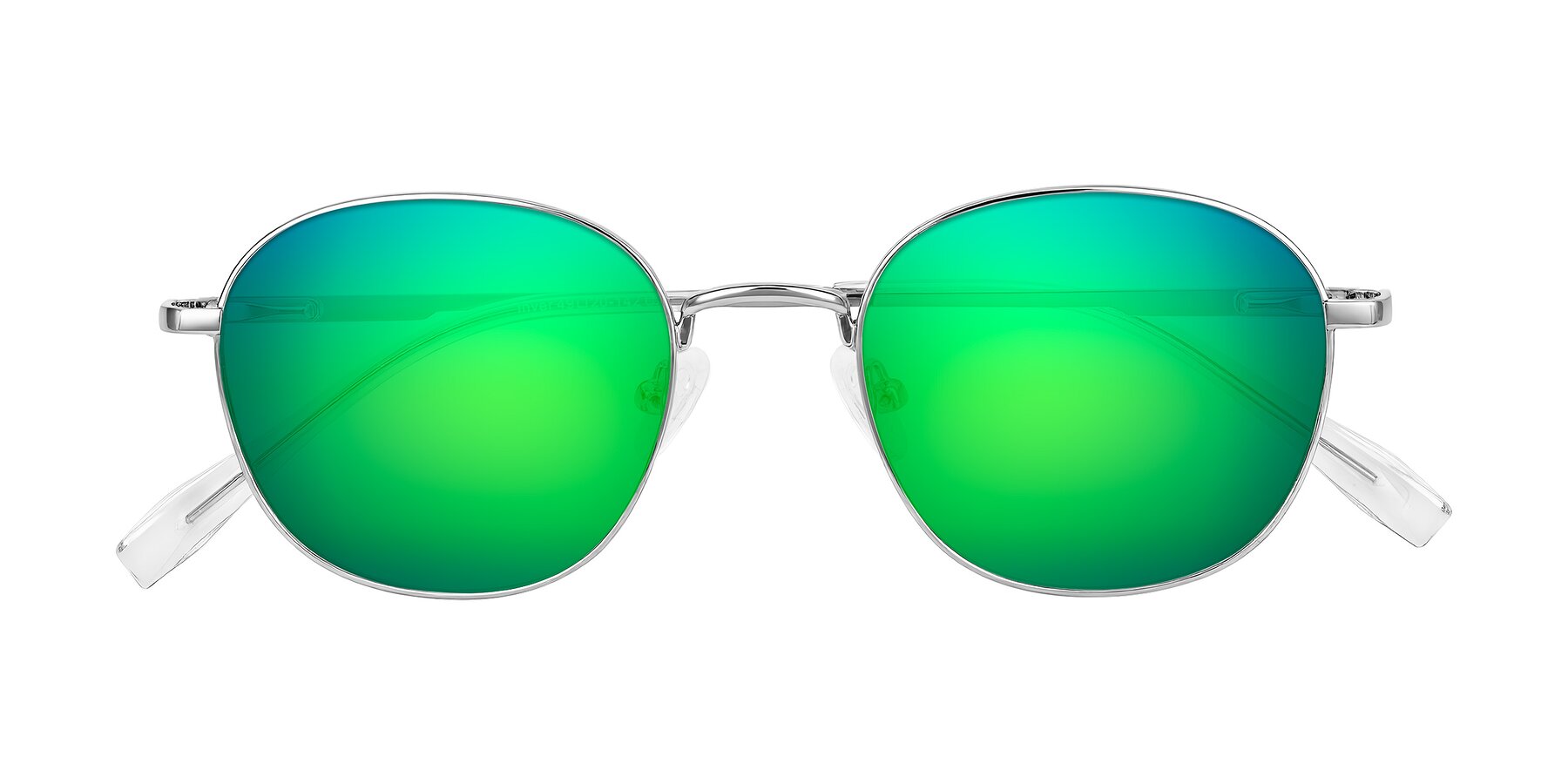 Folded Front of Inver in Silver with Green Mirrored Lenses