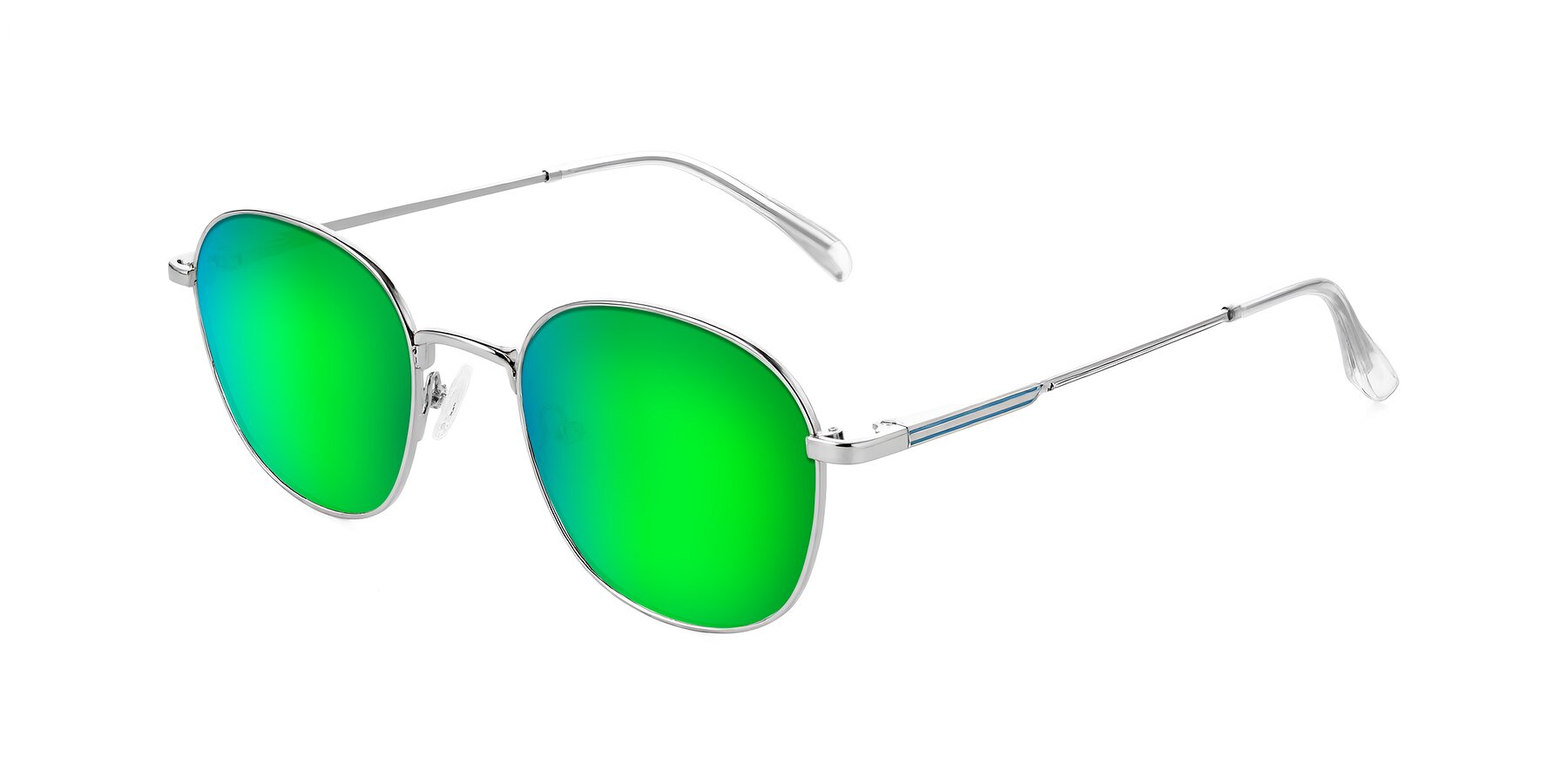 Angle of Inver in Silver with Green Mirrored Lenses