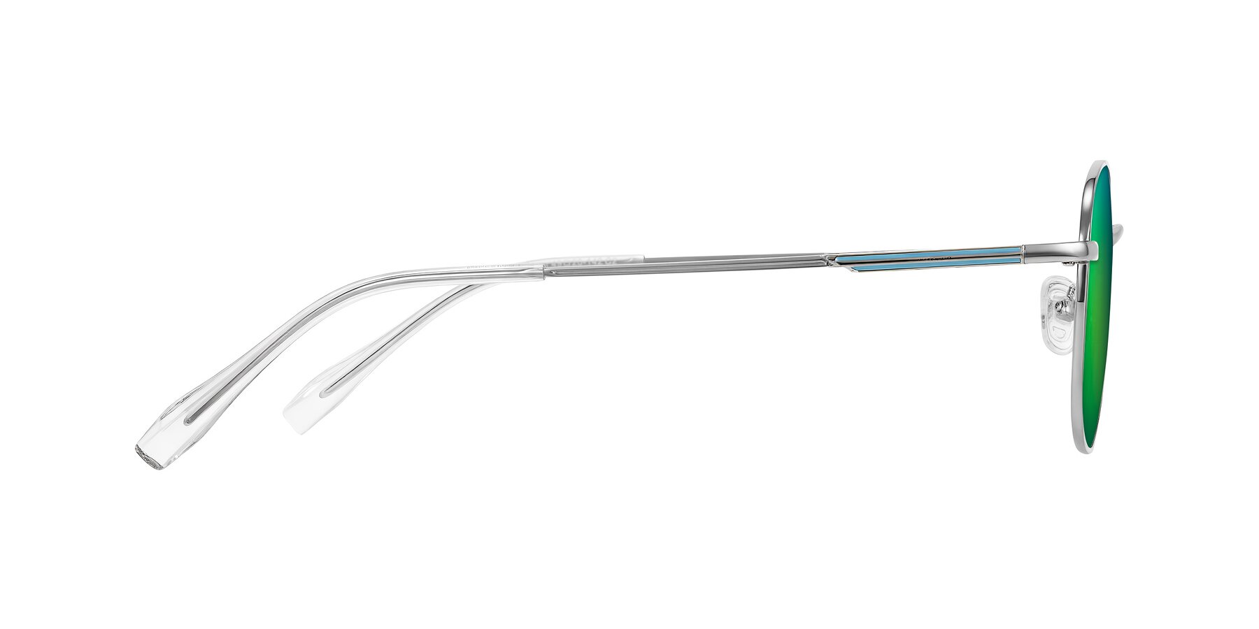 Side of Inver in Silver with Green Mirrored Lenses