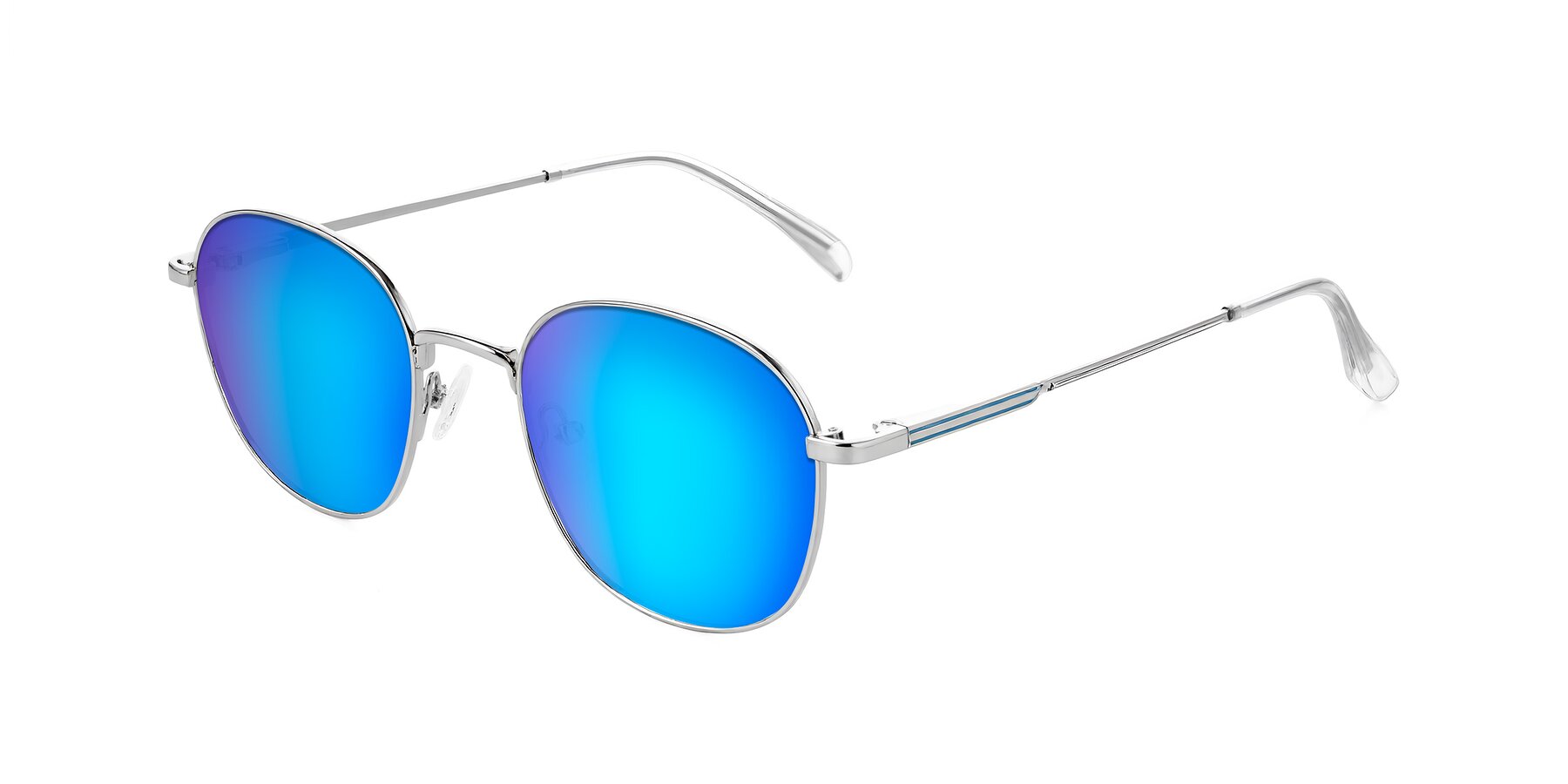 Angle of Inver in Silver with Blue Mirrored Lenses