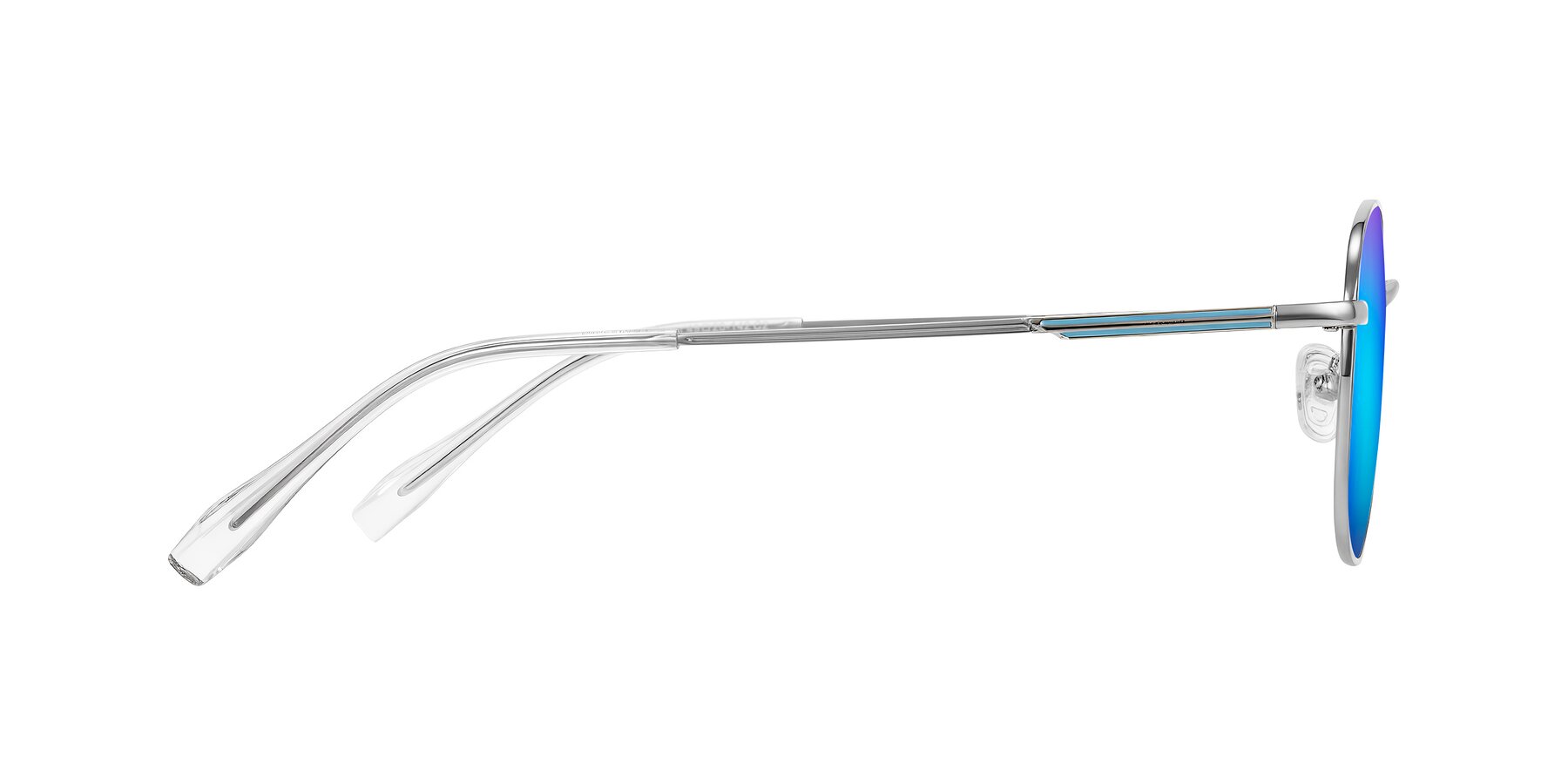 Side of Inver in Silver with Blue Mirrored Lenses
