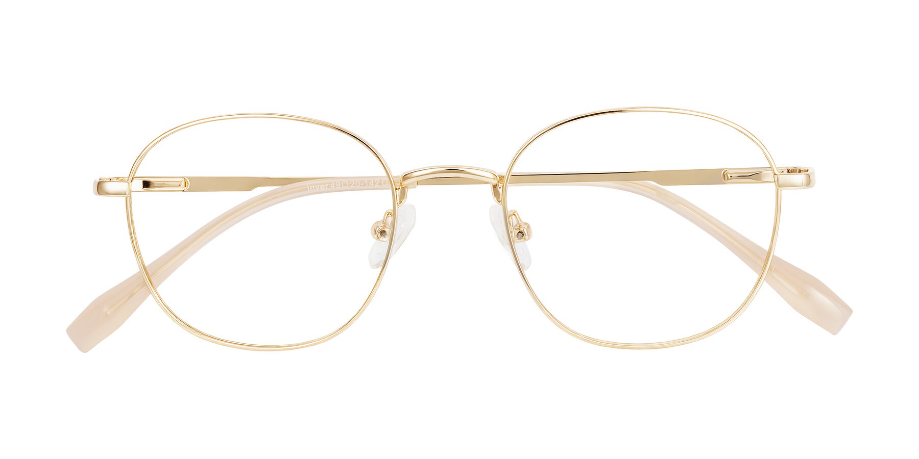 Folded Front of Inver in Gold with Clear Eyeglass Lenses
