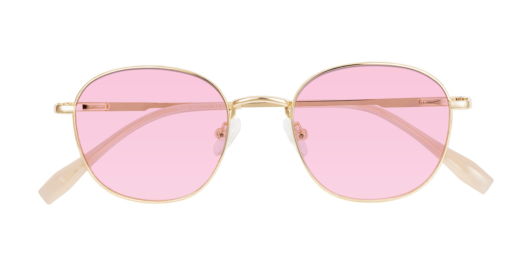Folded Front of Inver in Gold with Light Pink Tinted Lenses