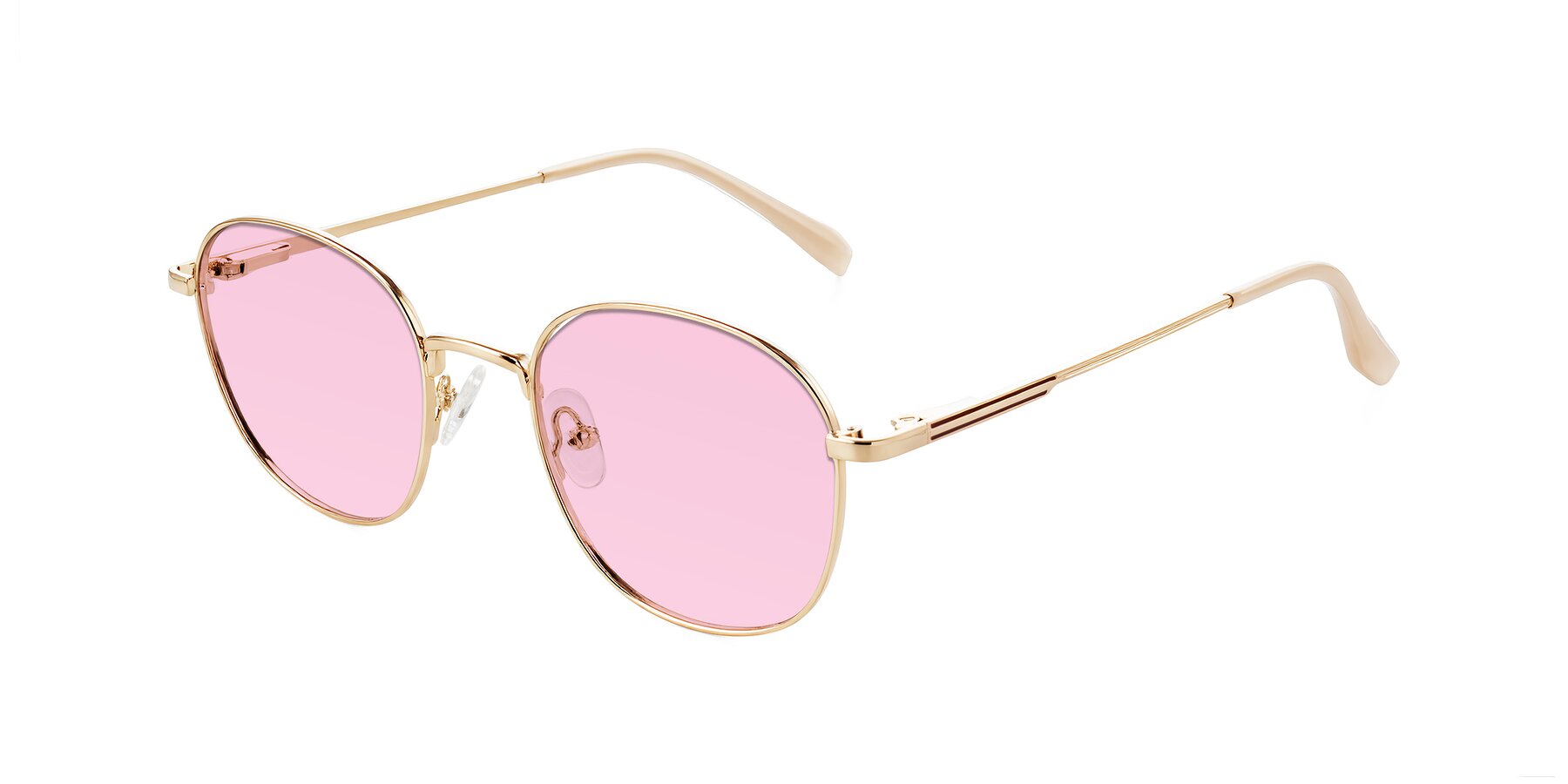 Angle of Inver in Gold with Light Pink Tinted Lenses