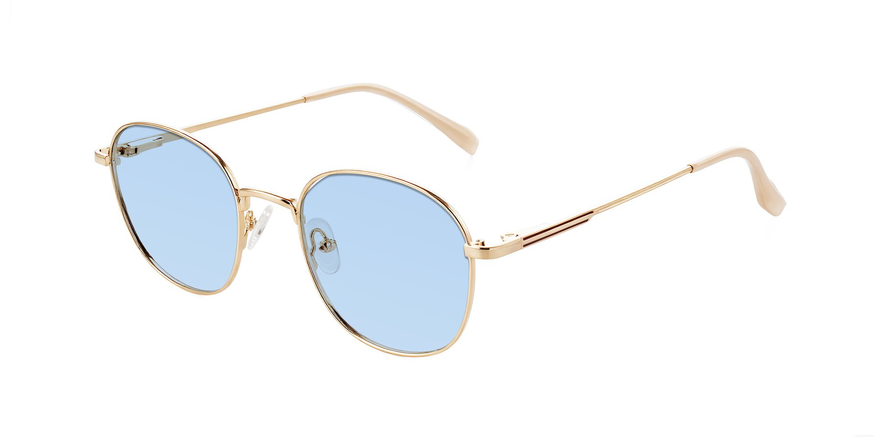 Angle of Inver in Gold with Light Blue Tinted Lenses