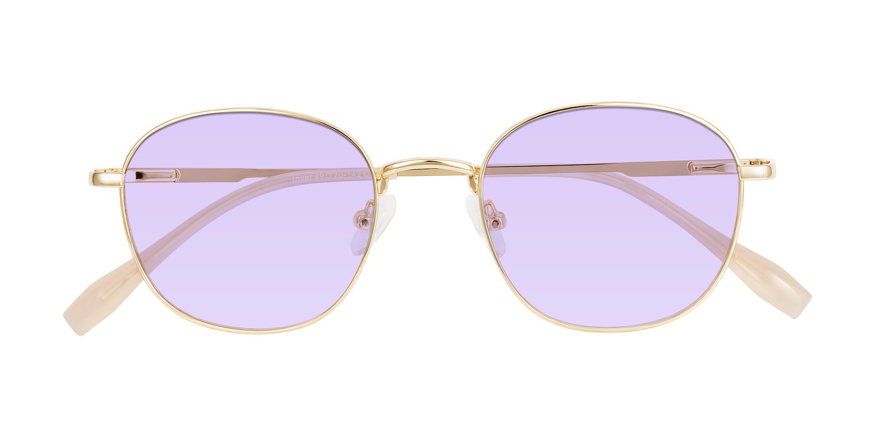 Folded Front of Inver in Gold with Light Purple Tinted Lenses