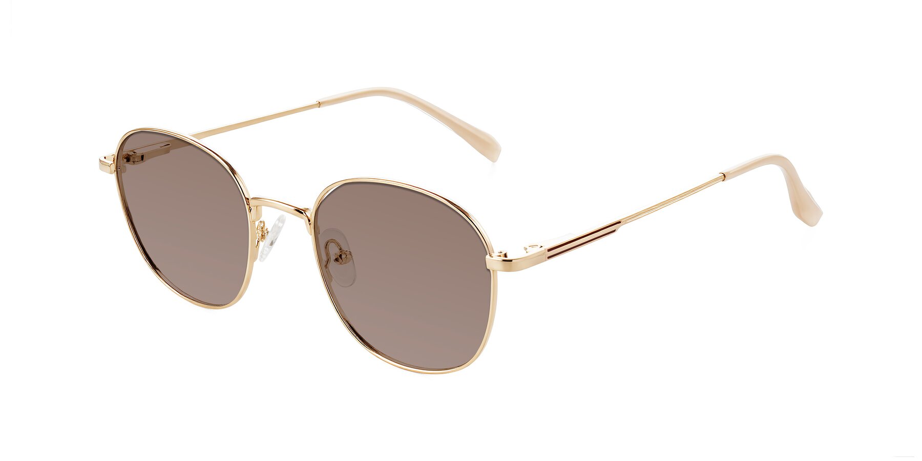 Angle of Inver in Gold with Medium Brown Tinted Lenses