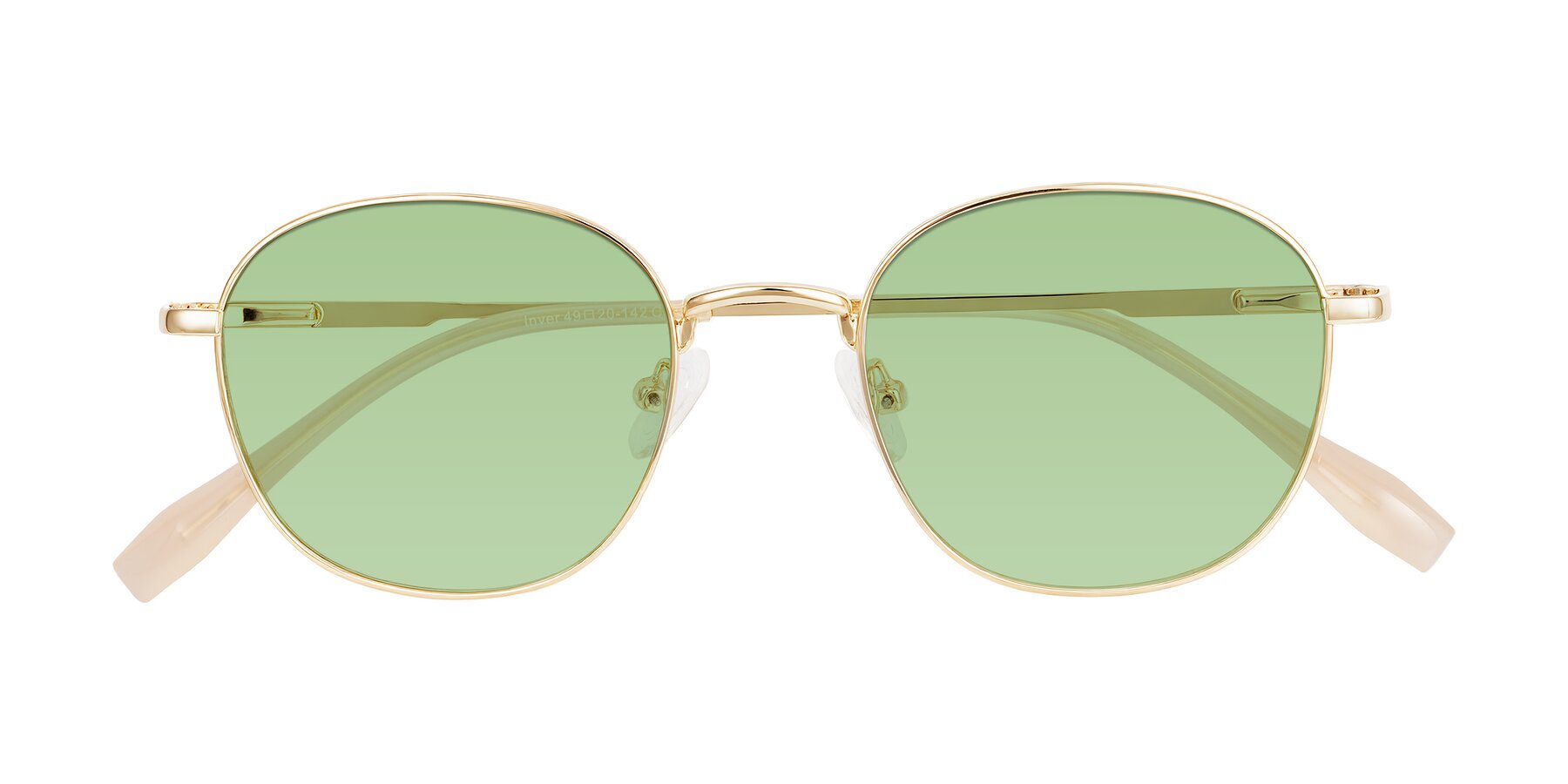 Folded Front of Inver in Gold with Medium Green Tinted Lenses