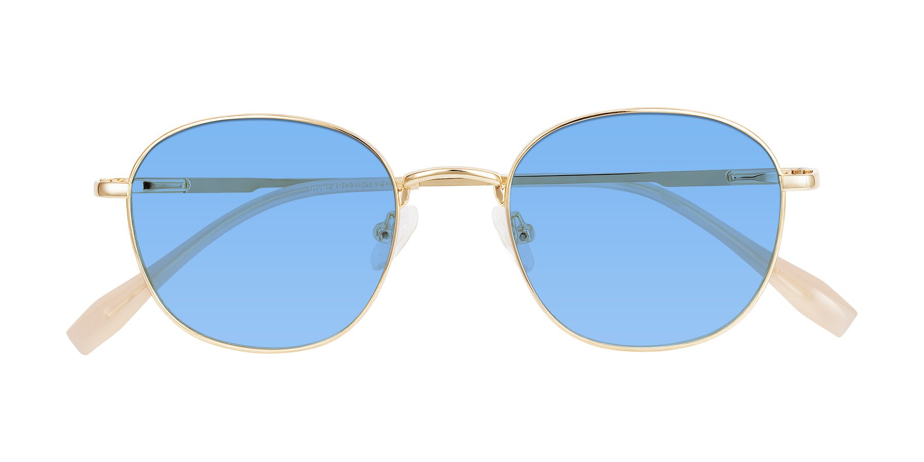 Folded Front of Inver in Gold with Medium Blue Tinted Lenses