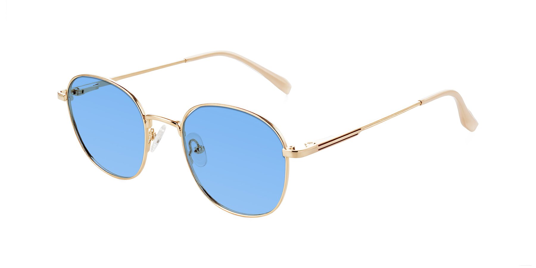 Angle of Inver in Gold with Medium Blue Tinted Lenses
