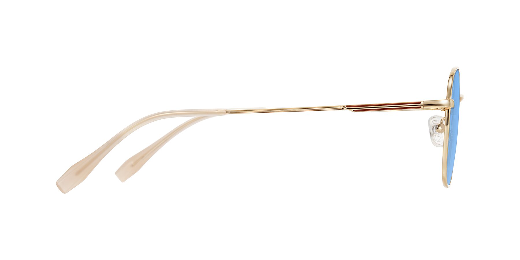 Side of Inver in Gold with Medium Blue Tinted Lenses