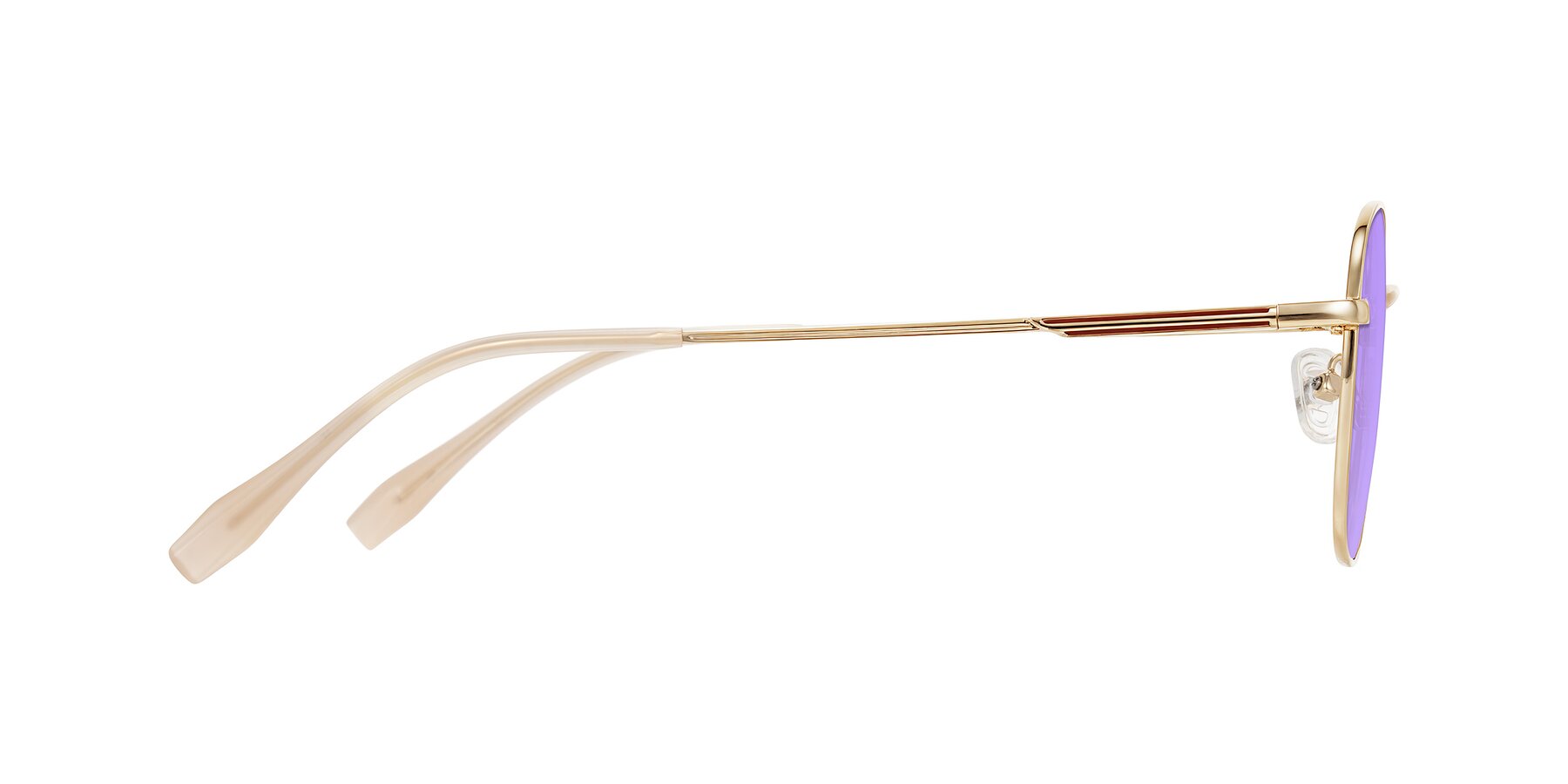 Side of Inver in Gold with Medium Purple Tinted Lenses