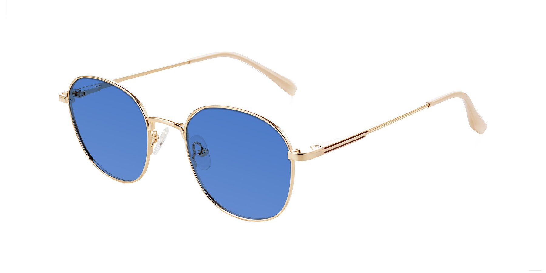 Angle of Inver in Gold with Blue Tinted Lenses