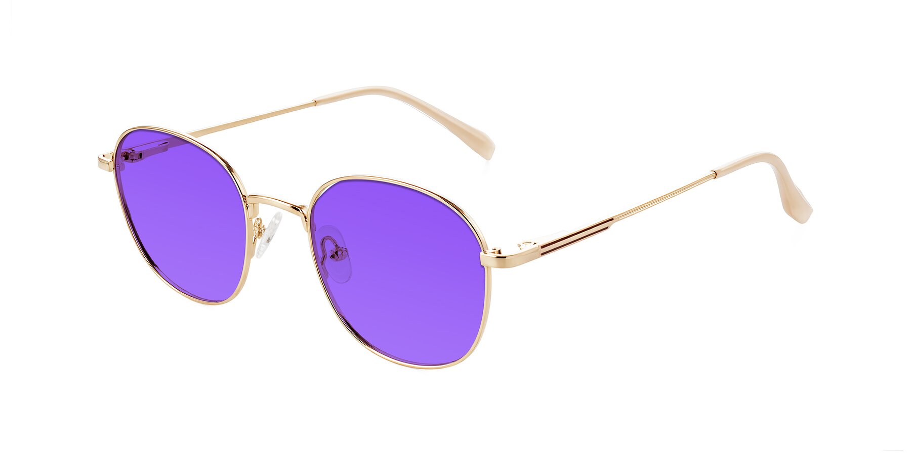 Angle of Inver in Gold with Purple Tinted Lenses