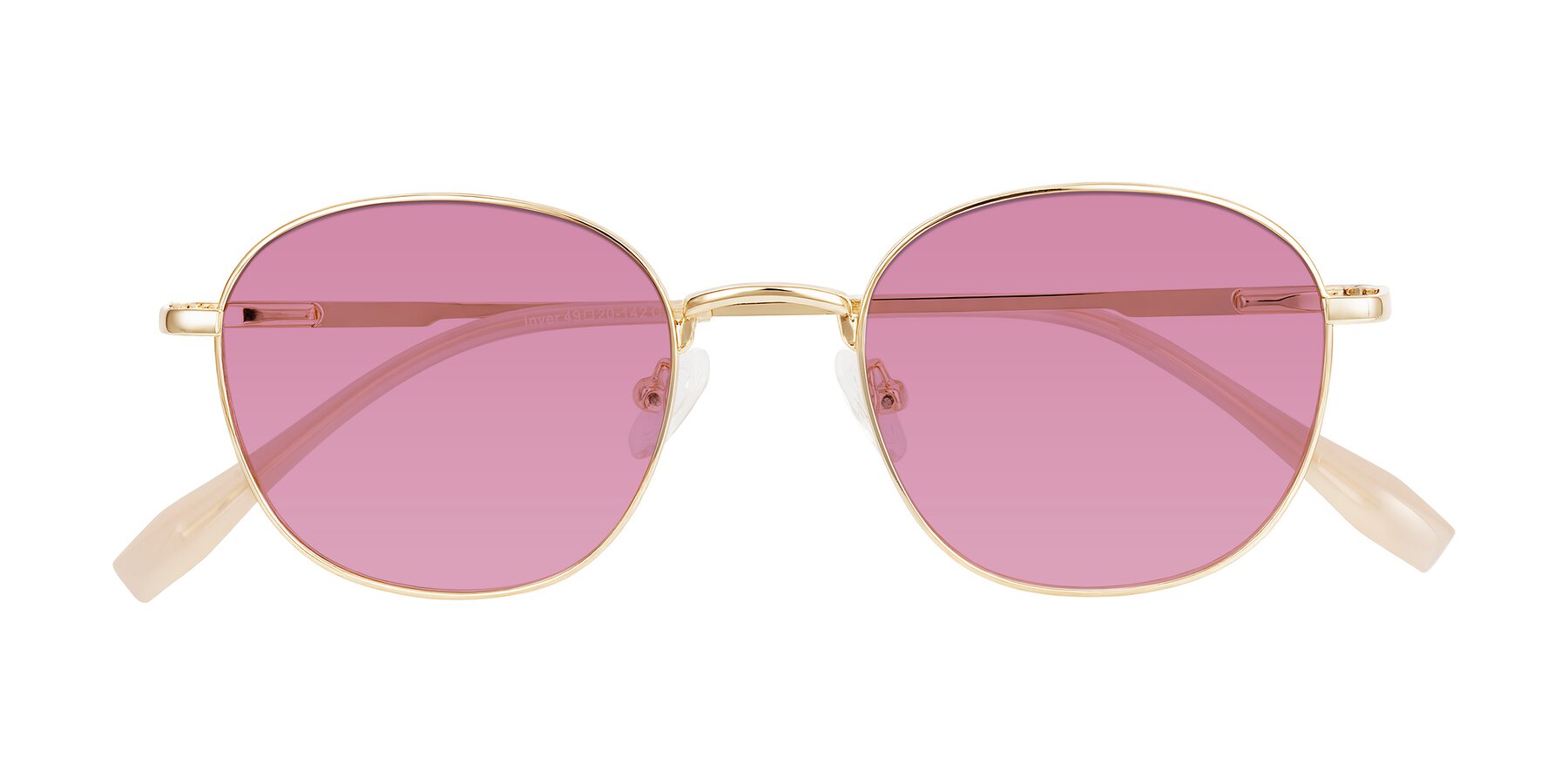 Folded Front of Inver in Gold with Medium Wine Tinted Lenses