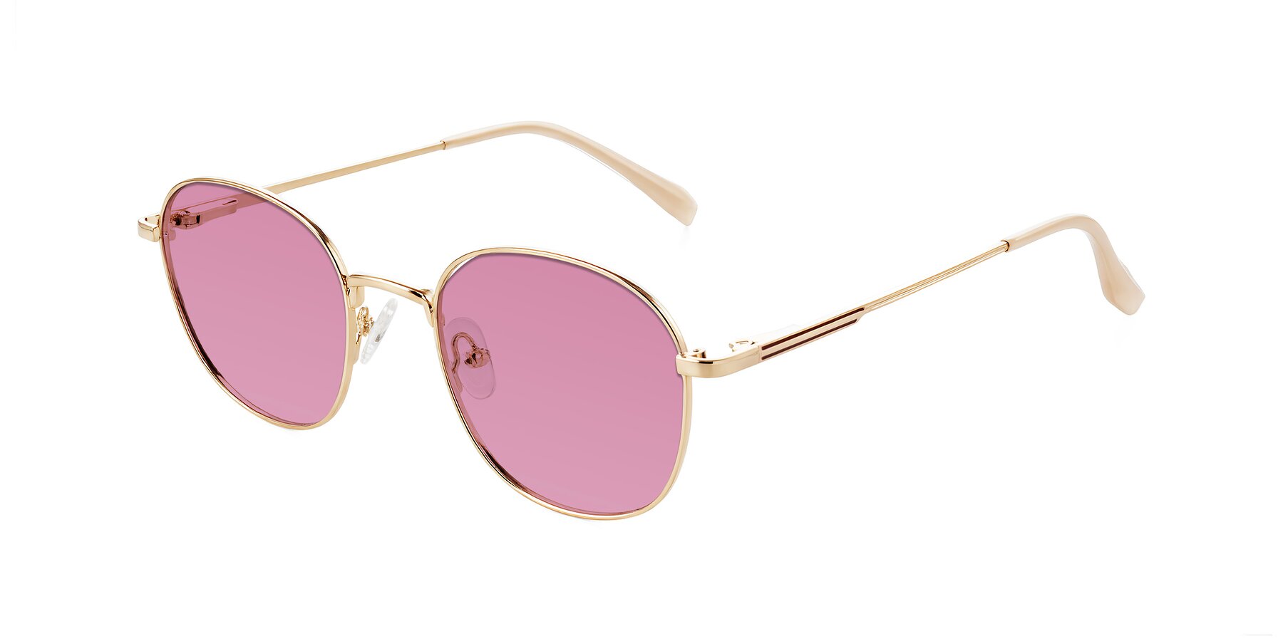 Angle of Inver in Gold with Medium Wine Tinted Lenses