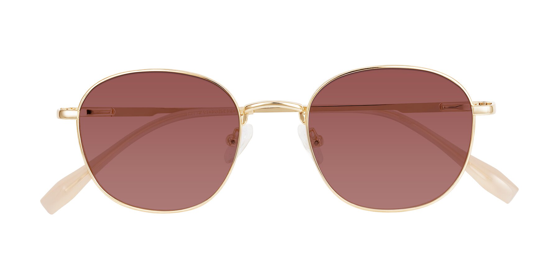 Folded Front of Inver in Gold with Garnet Tinted Lenses