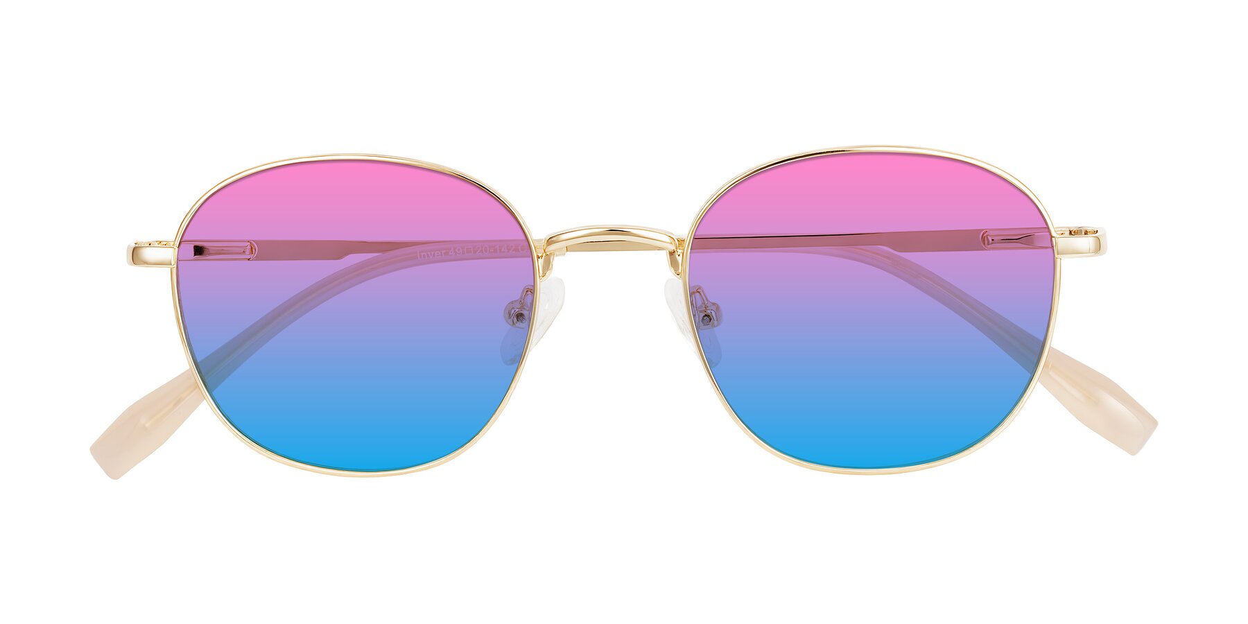 Folded Front of Inver in Gold with Pink / Blue Gradient Lenses
