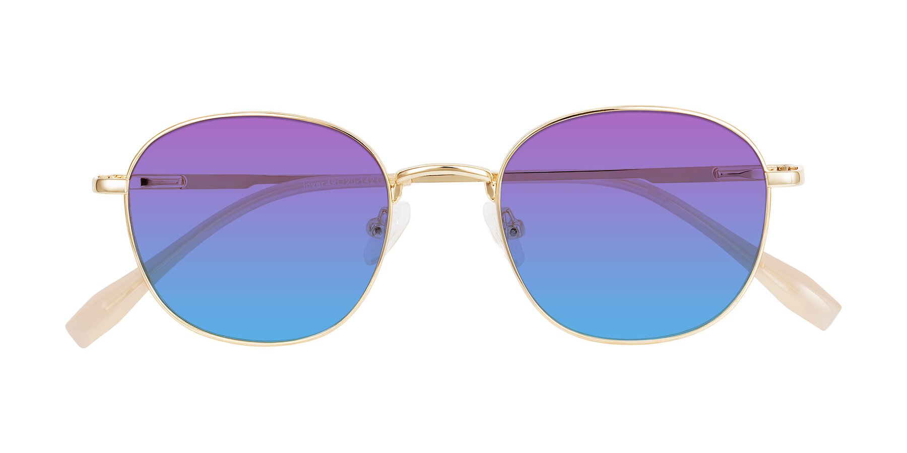 Folded Front of Inver in Gold with Purple / Blue Gradient Lenses