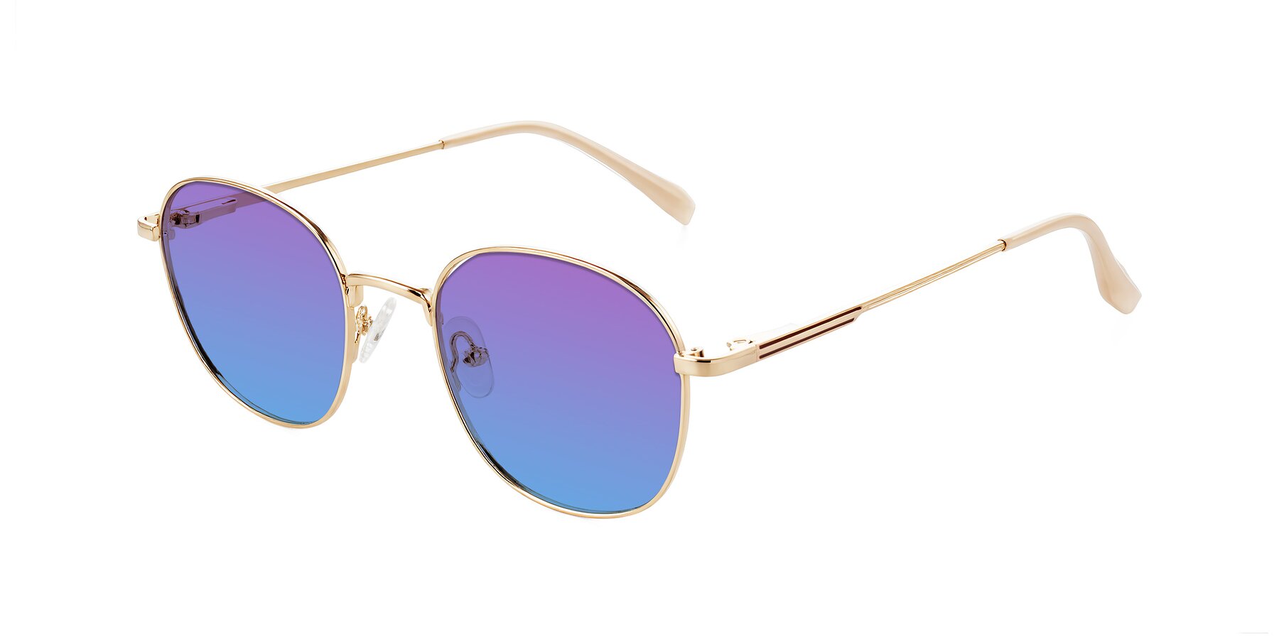 Angle of Inver in Gold with Purple / Blue Gradient Lenses