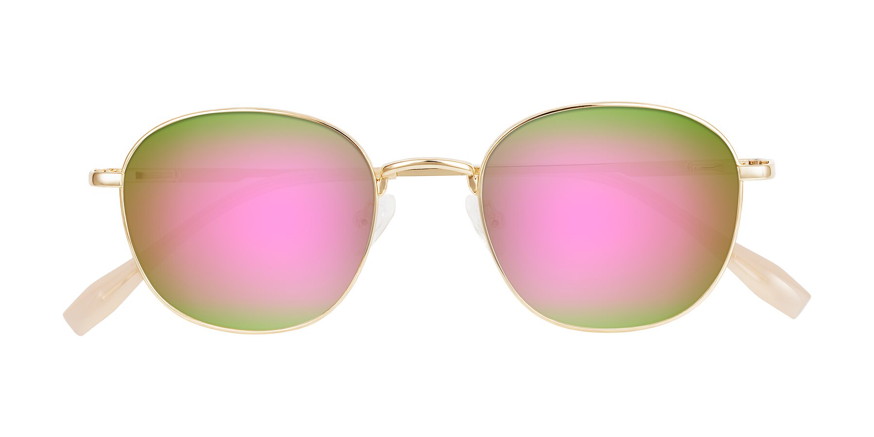 Folded Front of Inver in Gold with Pink Mirrored Lenses