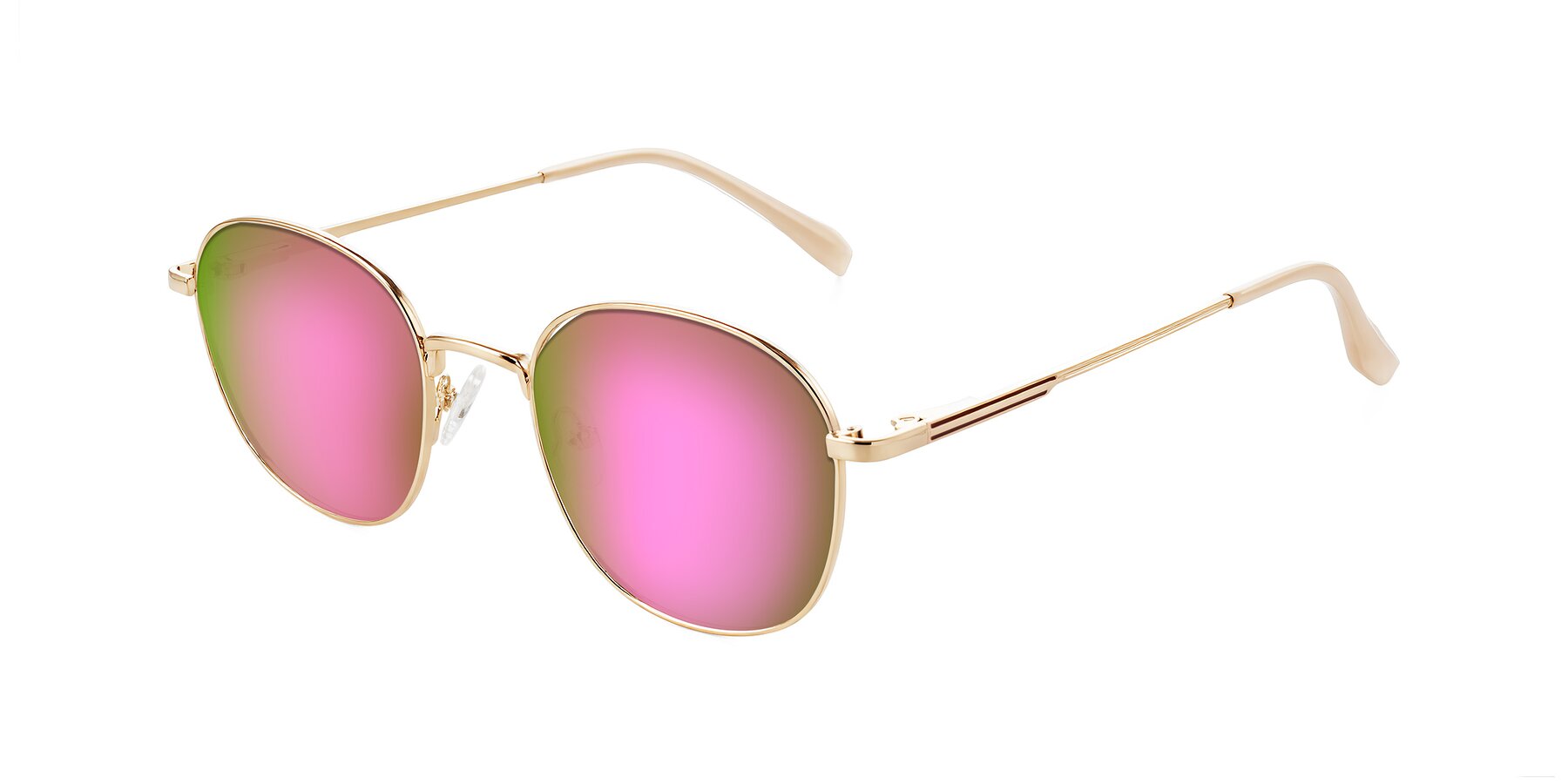 Angle of Inver in Gold with Pink Mirrored Lenses