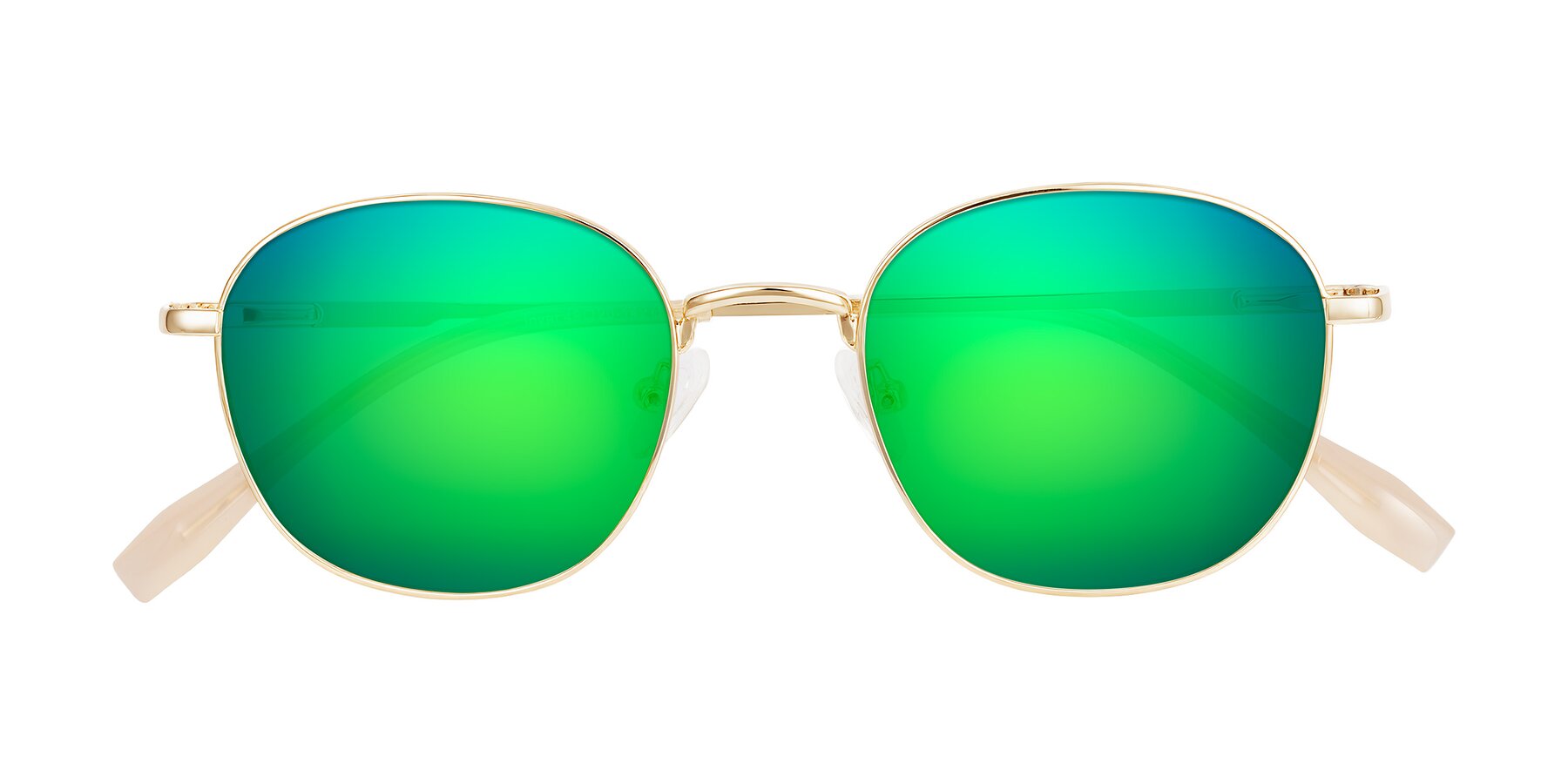Folded Front of Inver in Gold with Green Mirrored Lenses