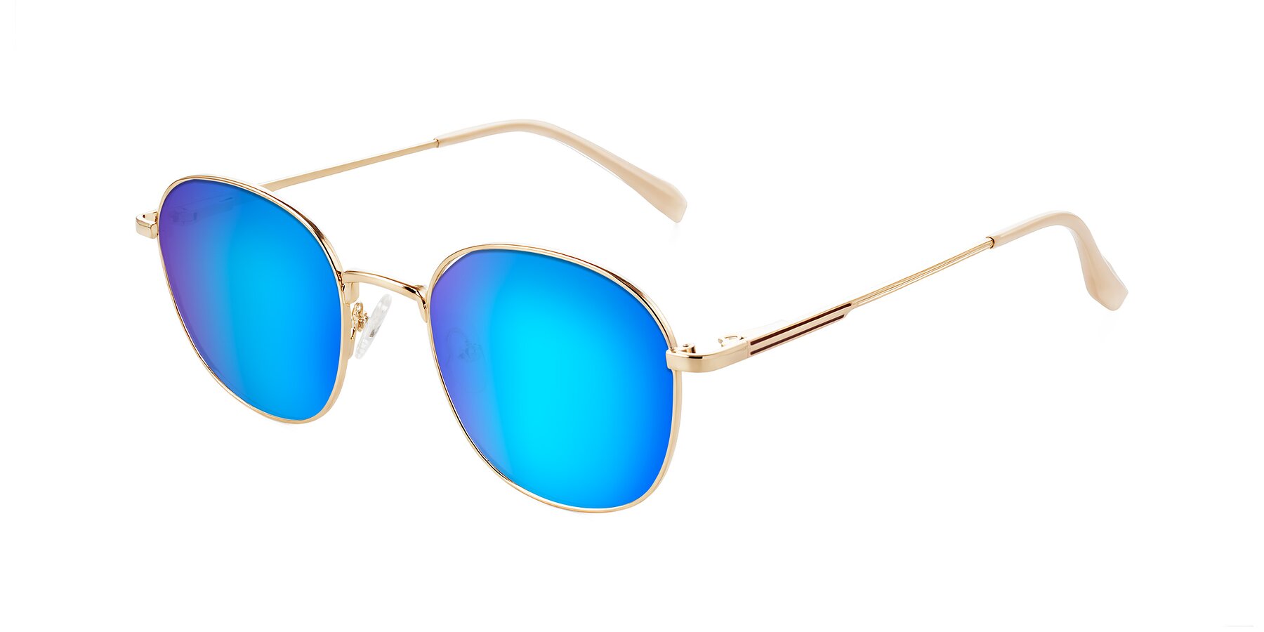 Angle of Inver in Gold with Blue Mirrored Lenses