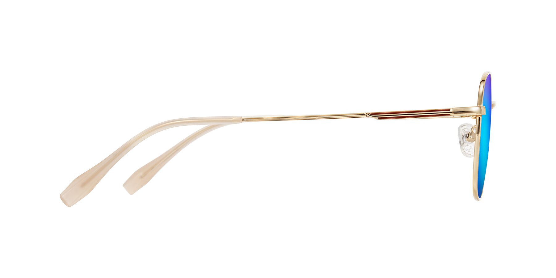 Side of Inver in Gold with Blue Mirrored Lenses