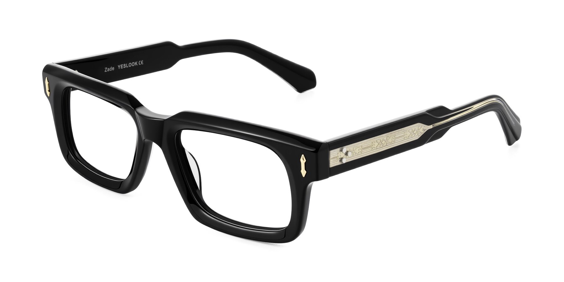 Angle of Zade in Black with Clear Eyeglass Lenses