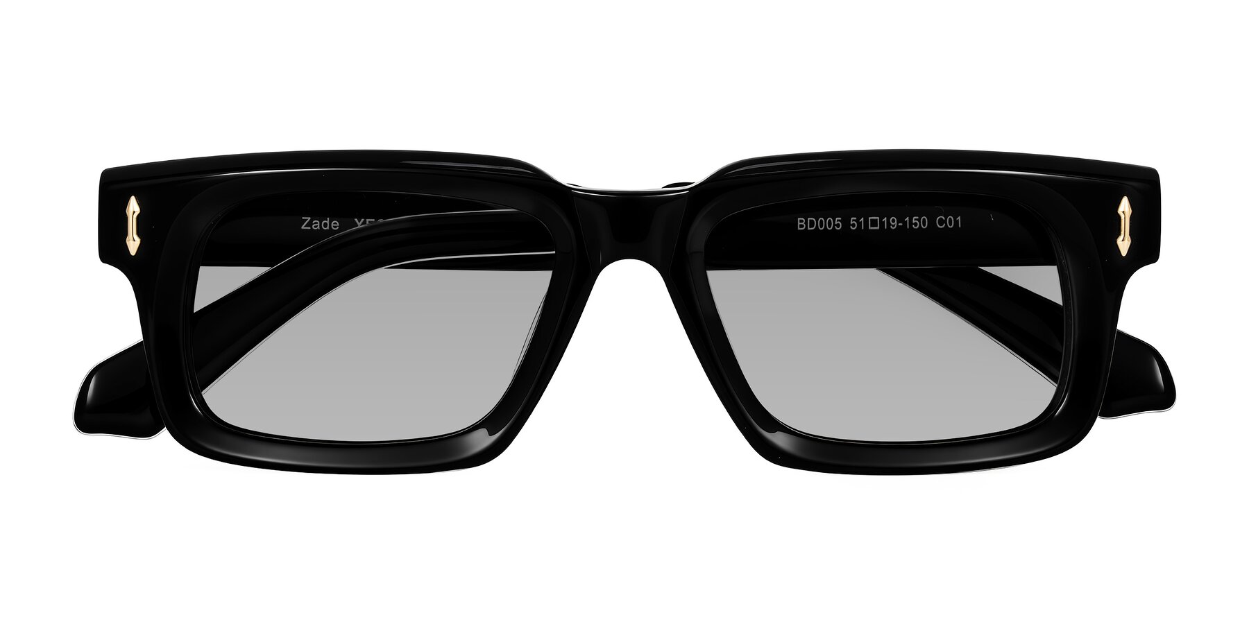Folded Front of Zade in Black with Light Gray Tinted Lenses