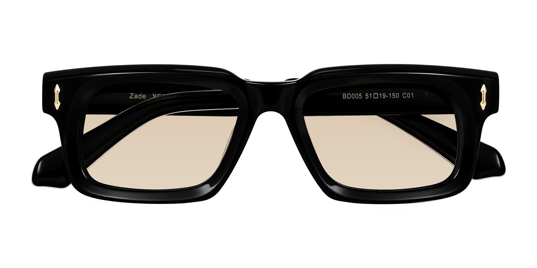 Folded Front of Zade in Black with Light Brown Tinted Lenses