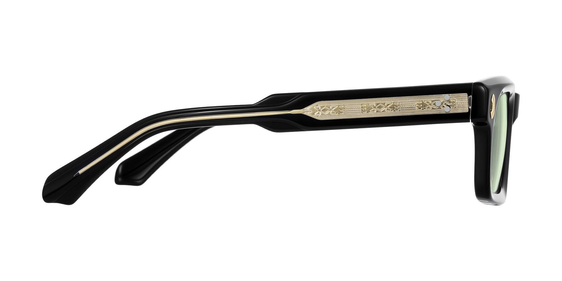 Side of Zade in Black with Light Green Tinted Lenses