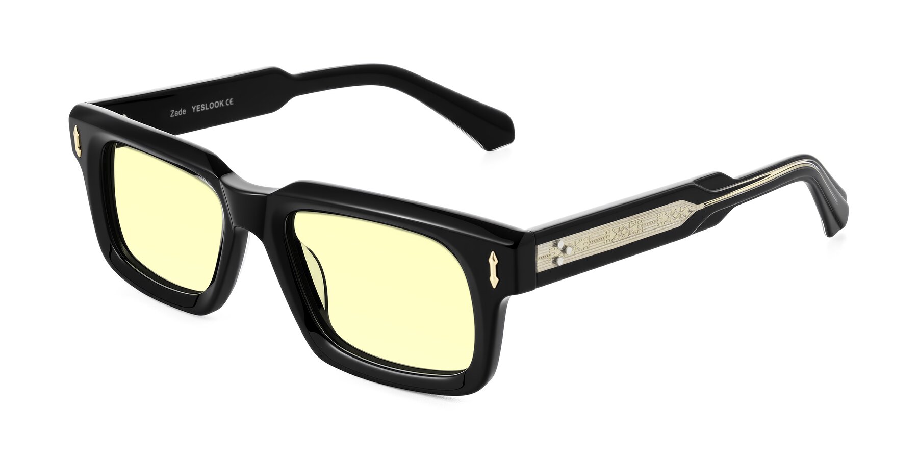 Angle of Zade in Black with Light Yellow Tinted Lenses