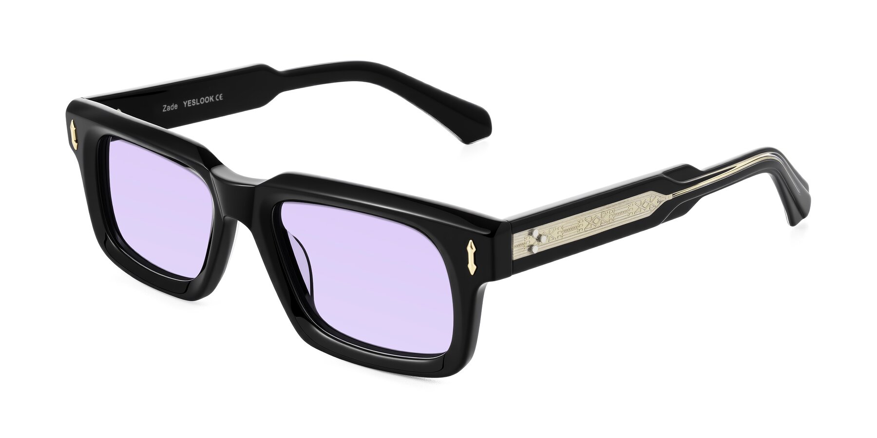 Angle of Zade in Black with Light Purple Tinted Lenses