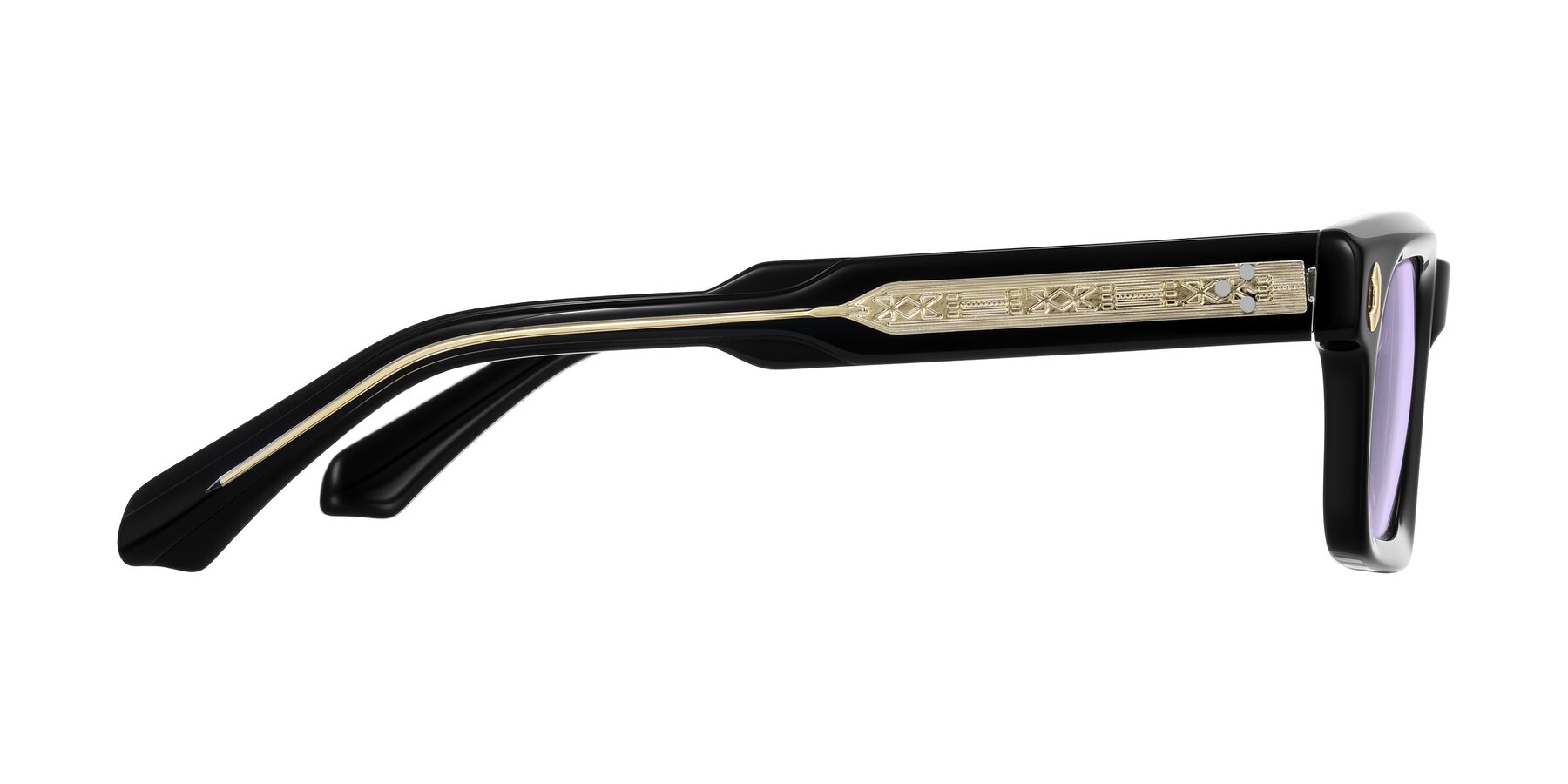 Side of Zade in Black with Light Purple Tinted Lenses