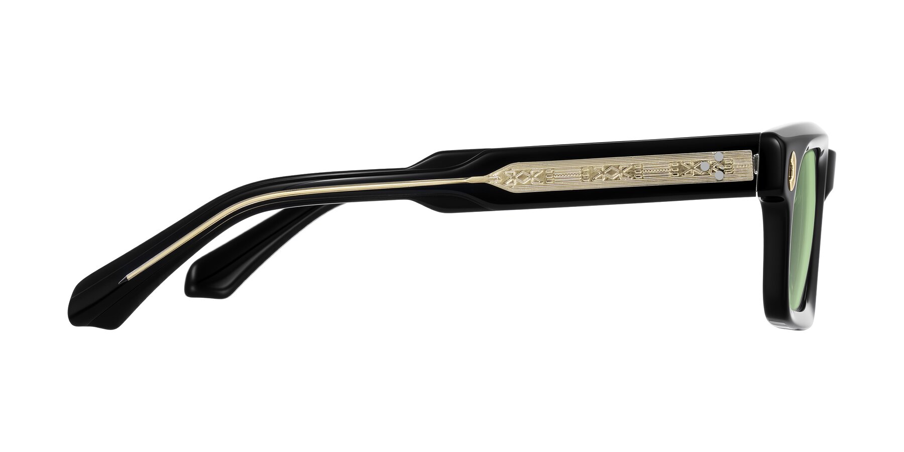 Side of Zade in Black with Medium Green Tinted Lenses